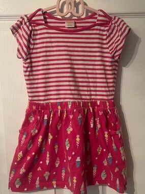Gymboree Girls Ice Cream Dress Size 4 Pink Stripe Short Sleeve